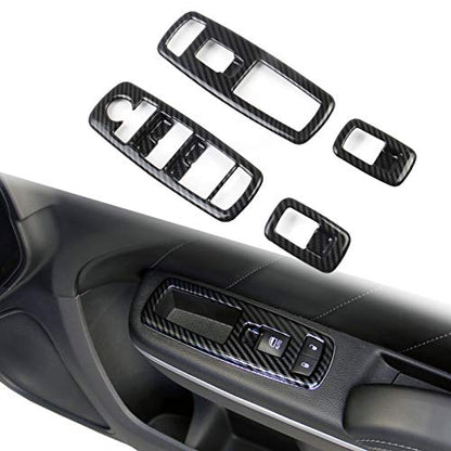 Carbon Fiber Window Lift Trim Switch Panel Cover Trim for Dodge Charger 2011+/ Chrysler 300 2015-2021 Black - color: Black