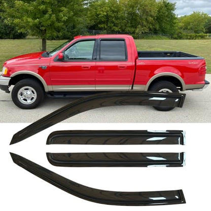 4pcs Original Shatterproof Outside Mount Style Window Rain Guard Shield Side Window Wind Deflectors Dark Smoke Vent Window Visors Compatible with 2009-2014 F-150 SuperCrew/Crew Cab Only 94155 - size: for F-150 09-14 SuperCrew/Crew Cab
