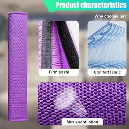 2PCS Long Car Seat Belt Cover Pads, Soft Mesh Seatbelt Shoulder Strap Protector Pad for Comfort Driving, Breathable Car Seat Belt Pad Harness Cushion Protect Your Neck and Shoulder (Purple) - color: Purple