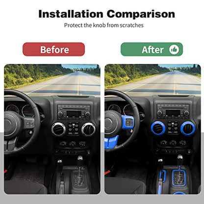 CheroCar 18PCS Interior Trim Kit for Jeep Wrangler JK JKU 2011-2018 4 Door,Steering Button Frame, Air Conditioning Vent Trim Cup Holder Cover,Gear Shift Knobs Frame,Blue… - color: Blue