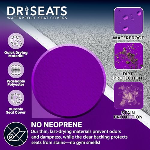 Dri Seats Waterproof Car Seat Cover – Premium Sweat Towel with Slip Resistant Backing for Front Seats in Cars, Trucks, SUVs – Universal Seat Covers & Liner, Easy Install (Purple, Large) - color: Purple, size: Large