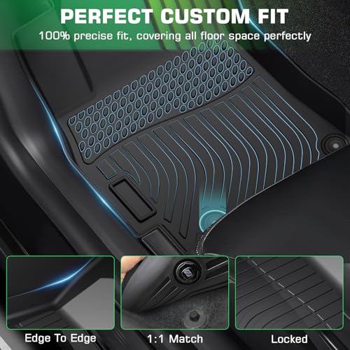 Floor Mats & Cargo Liner for Nissan Rogue 2014-2020(5-Seater Only, Not for Sport/Select/Hybrid), All Weather TPE Custom Fit Floor Liner for Nissan Rogue Anti-Slip Front & 2nd Row & Trunk Mat