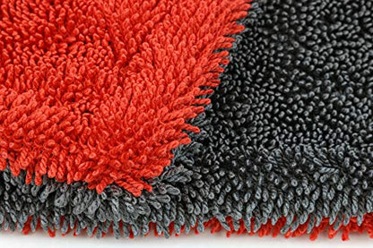 Autofiber Dreadnought Microfiber Car-Drying Towel, Superior Absorbency for Drying Cars, Trucks, and SUVs, Double-Twist Pile, One-Pass Vehicle-Drying Towel (20 inch x 30 inch) - Pack of 1, Red/Gray - color: Red/Gray