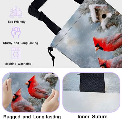Car Trash Bag Hanging Winter Cardinal Car Trash Can for Back Seat Waterproof Car Garbage Can with Adjustable Straps and Drawstring for Car Accessories Vehicle Travelling Camping - color: Winter Cardinal