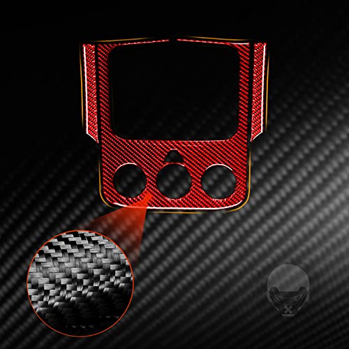 Compatible with Dodge Ram 1500/2500/3500 2013 2014 2015 2016 2017 2018 Red Real Carbon Fiber Central Display Screen Frame Climate Control Cover Car Interior Trim Accessories - color: Red 19