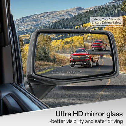 Passenger Right Side Door Mirror for 2019-2024 Chevy Silverado 1500, with Heated Power and Convex Blind Spot Glass Temperature Sensor Manual Folding, Replace#GM1321583(7 Pins) - size: Right