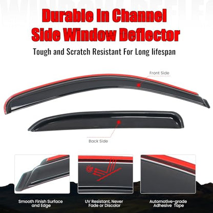 IKON MOTORSPORTS in Channel Window Visors Compatible with 2007-2014 Chevrolet Tahoe & GMC Yukon, Acrylic Smoke/Tinted Rain Guards, Side Window Wind Deflectors 4PCS
