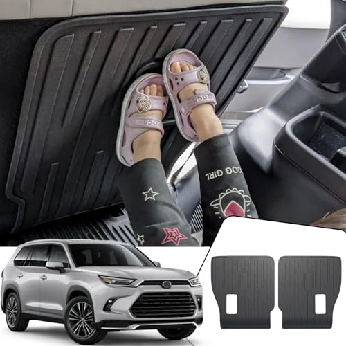 Kick Mats for 2024 2025 2026 Toyota Grand Highlander 7 Seats Captain Chair Car Mat Accessories, All Weather TPE Seatback Mat (Grand Highlander-2nd Row Kick Mats) - size: Grand Highlander-2nd Row Kick Mats