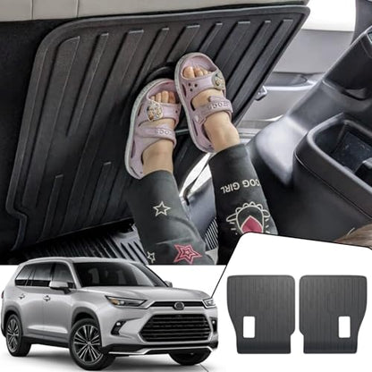 Kick Mats for 2024 2025 2026 Toyota Grand Highlander 7 Seats Captain Chair Car Mat Accessories, All Weather TPE Seatback Mat (Grand Highlander-2nd Row Kick Mats) - size: Grand Highlander-2nd Row Kick Mats