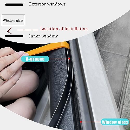 Pincuttee 4M/13.1FT Car Window Seal Strip,Car Window Weather Stripping Seal,Universal Auto Window Rubber Draft Seal Strip with Installation Tool(V-Shape)