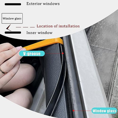 Pincuttee 4M/13.1FT Car Window Seal Strip,Car Window Weather Stripping Seal,Universal Auto Window Rubber Draft Seal Strip with Installation Tool(V-Shape)