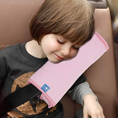 COOLBEBE Seat Belt Pillow for Kids, Extra Soft Toddler Travel Pillow for Car Seat, Universal Carseat Strap Cushion Pads for Childs Baby People Adults, Pink - color: Pink, size: Large (Pack of 1)