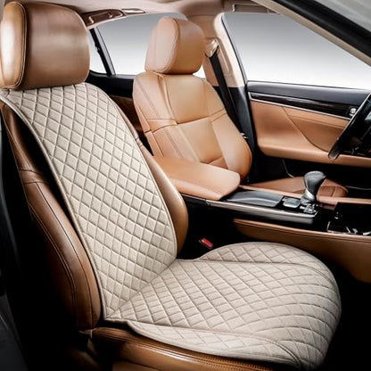 IVICY Faux Linen Front Car Seat Cover – Durable, Non-Slip Seat Protector for Cars – 1 Unit, Light Beige - color: BEIGE WS LN