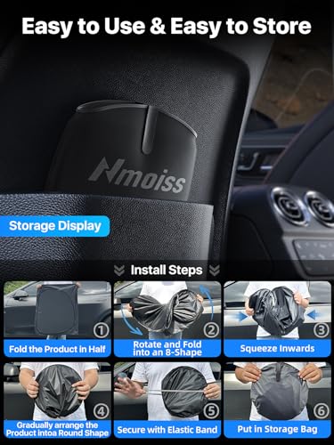 [2026 Upgraded] Nmoiss Car Windshield Sun Shade [Dot Matrix Reflective Coating] Extended Edge No Light Leakage Design Cooling Protect Car Interior from UV Damage-XL - size: Large