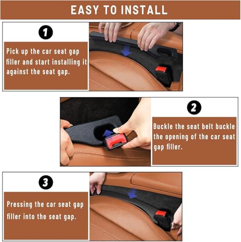 Car Seat Gap Filler Set of 2, Premium Interior Car Accessories, Multifunctional Car Storage Solution with Non-Slip Design, Fits Most Vehicles (Blacker) - color: Blacker