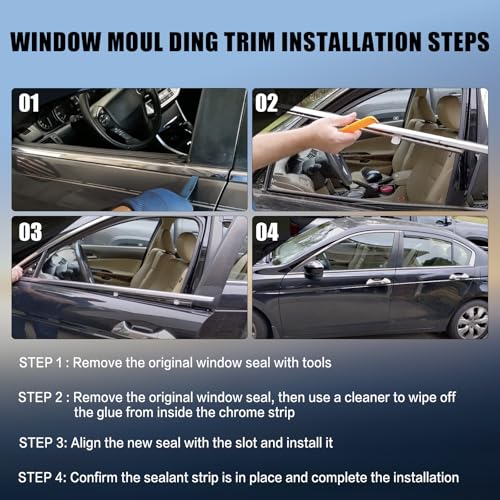 ItranMc Window Molding Trim for 2013-2018 Honda Accord,4-Door Sedan,Chrome Outer Door Weatherstrip Window Seal Belt,Replace#72410-T2A-A01 72450-T2A-A01 72910-T2A-A01 72950-T2A-A01 - style: Accord 2013-2018