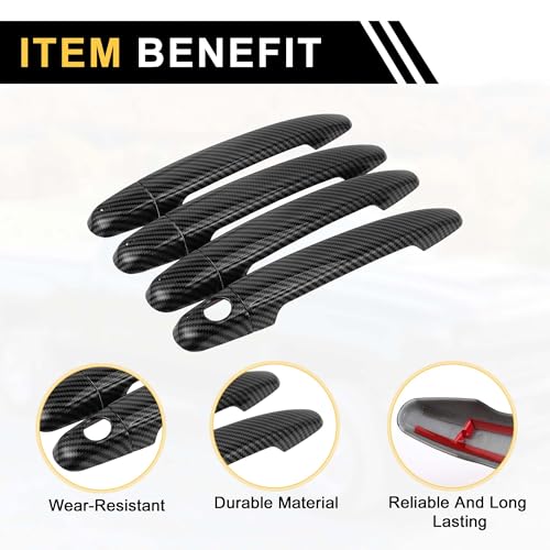 4pcs Exterior Door Handle Cover Car Door Handle Protector for Toyota 4Runner 2003-2010 Car Door Handle Protector without Keypad ABS Carbon Fiber Pattern Black
