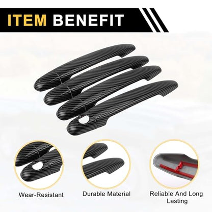 4pcs Exterior Door Handle Cover Car Door Handle Protector for Toyota 4Runner 2003-2010 Car Door Handle Protector without Keypad ABS Carbon Fiber Pattern Black