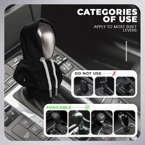 Gear Shift Hoodie, Gear Shift Cover, Fashionable Hoodie Automotive Gear Shift Knob Protector, Car Accessories Mini Sweater Gear Shift Knob Cover for Car Gear Shift Levers (Black-2PCS) - color: Black-2PCS