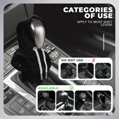 Gear Shift Hoodie, Gear Shift Cover, Fashionable Hoodie Automotive Gear Shift Knob Protector, Car Accessories Mini Sweater Gear Shift Knob Cover for Car Gear Shift Levers (Black-2PCS) - color: Black-2PCS