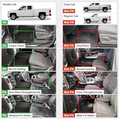 LASFIT Floor Mats 2014-2018 for Chevy Silverado/GMC Sierra 1500, 2015-2019 2500HD 3500 HD, Double Cab Only, 1st Row Bench Seat, All Weather TPE Custom Fit Car Floor Liners, with Carpet Floor Only - size: Double Cab/Bench Seat 1500/2500HD/3500HD 2014-2018