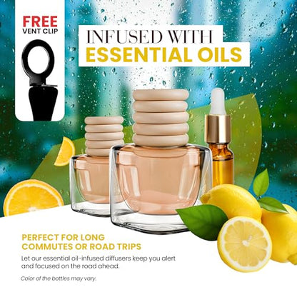 Citrus Lemon Car Air Freshener | Hanging Car Freshener with Vent Clip | Long Lasting Diffuser, Slow-Release Aroma Technology, Adjustable Scent Intensity | Premium Scented Interior Perfume by Perfa