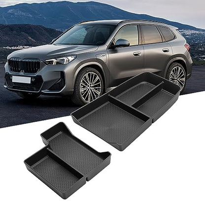 Jaronx Compatible with BMW X1 Center Console Organizer Tray 2023 2024 2025 2026 U11, 2PCS Lower Console Organizer Tray, TPE Storage Box for 2023-2026 BMW X1 Accessories - size: X1 U11 Console Organizer