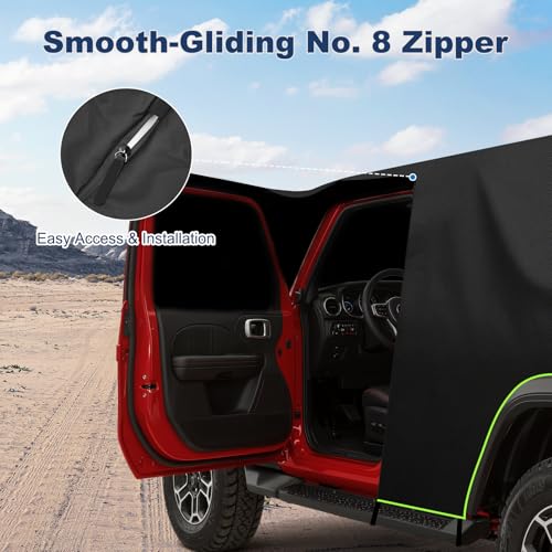 QUNSUNUS JK JL Cab Cover 4 Door, Waterproof JK JL Cover with Cotton Liner, All Weather JKU JLU Cab Covers with Adjustable Straps and Zipper for Wind, Sun, Rain and Dust Protection - size: for Jeep JK&JL 4 Door Cab Cover