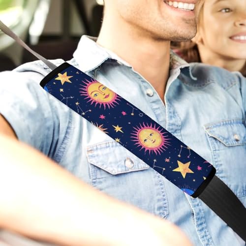 Women's Car Belt Covers, Space Galaxy Constellation Sun Moon Stars Pattern Fashion Cushion Pad Car Shoulder Strap Harness Pad - color: Color354