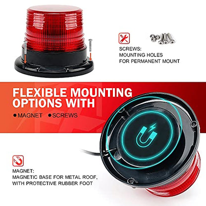 Xprite LED Beacon Light, Forklift Strobe Lights w/Magnetic Base for Construction Vehicles, TowTrucks, Security Patrol, Postal, Golf Carts, UTV ATV, Snow Plows-Red - color: Red