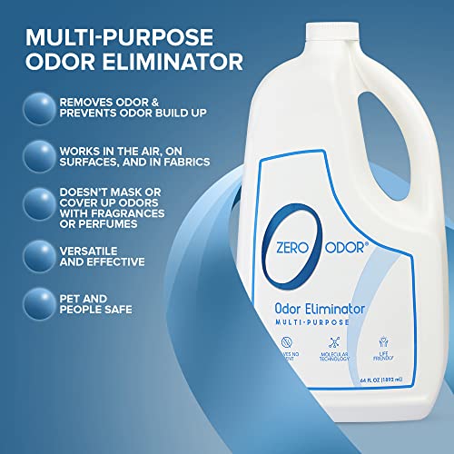 Zero Odor - Multi-Purpose Strong Odor Eliminator for Home, Office, Car, Bathroom, Hotel, Room Deodorizer, and Odor Neutralizer, 64oz Refill - size: 64 Fl Oz (Pack of 1)