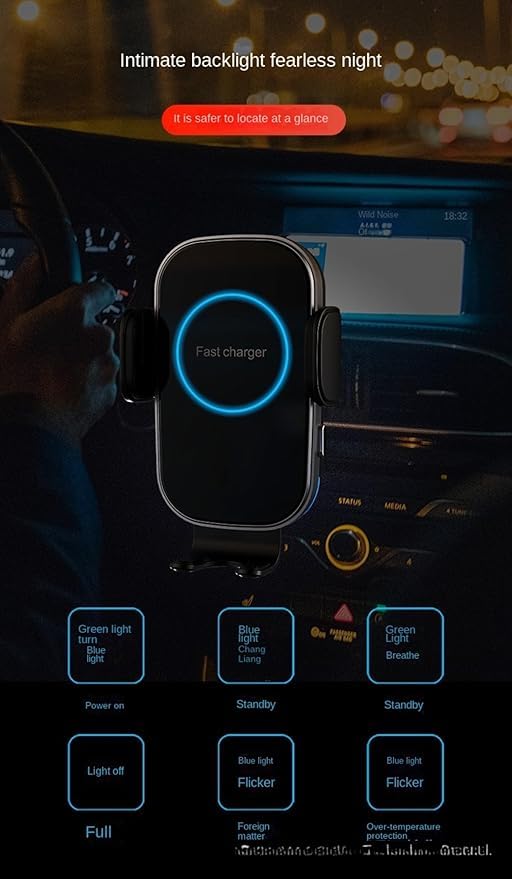 Car Wireless Charger for All Kinds of Cars and Cell Phones Car Phone Holder 15W Fast Charging Cell Phone Wireless Charger (CW16)