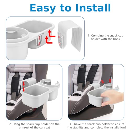 Accmor Child Cup Holder Snack Tray for Convertible Car Seats, Universal Child Cup Holder Compatible with Most Baby Car Seat Models - color: Gray