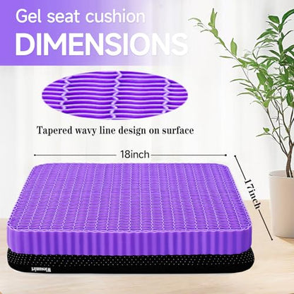 Gel Seat Cushion for Long Sitting, Soft and Breathable, Seat Cushion for Back, Sciatica, Tailbone, Hip Pain Relief, Used for Office Chair, Wheelchair, Car, Recliner, Truck, Kayak.(Púrpura)