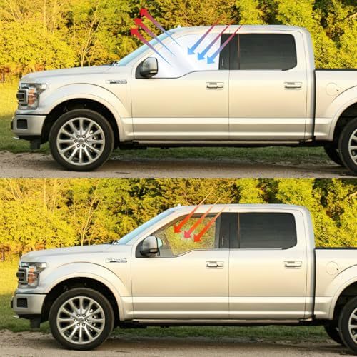 Front Side Window Sun Shade for 2021-2025 Fo-rd F150 Accessories 2Dr 4Dr Pickup, Foldable Window Sunshade Sun Visor Protector for F150, Side Window Shades Sun Shield Blocks UV Rays Heat - size: Silver & Black-fit 2021-2025 Ford F150