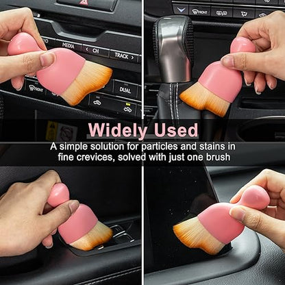 GaRhomxy Car Detailing Brushes, Car Interior Dust Sweeping Soft Brush, Soft Bristles Brush Cleaning Tool for Automotive Dashboard, Air Conditioner Vents, Computer, Scratch Free(Pink) - color: Pink