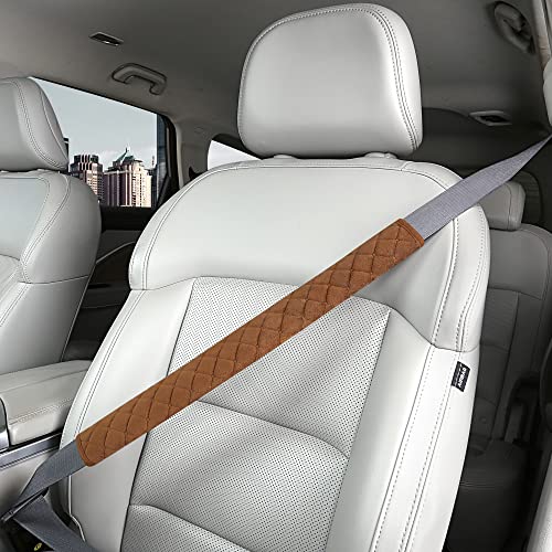 HighnessHwoo Extra Long Seatbelt Covers for Adults Kids Women & Men, Soft Car Seat Belt Strap Cushion for Sedan, SUV, Trucks, Shoulder Neck Chest Protector Pads, Auto Accessories, 1pc, Brown, 19.5in - color: Brown, size: 19.5in - 1pc