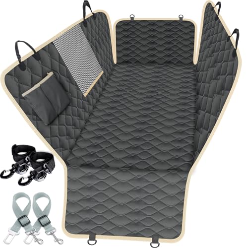 Lassie XL Truck Dog Seat Cover Back Seat with 2 Seat Belts, Dog Car Hammock for Large SUV and Trucks Compatible with F150 F250/Chevrolet Silverado/Ram Pickup/GMC Sierra/Toyota Tundra and Crew Cab - color: Black, size: Truck