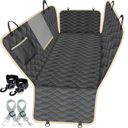 Lassie XL Truck Dog Seat Cover Back Seat with 2 Seat Belts, Dog Car Hammock for Large SUV and Trucks Compatible with F150 F250/Chevrolet Silverado/Ram Pickup/GMC Sierra/Toyota Tundra and Crew Cab - color: Black, size: Truck
