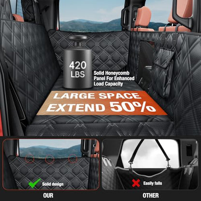 Surfcabin Truck Back Seat Extender for Dogs – Waterproof Full Size Pickup Pet Seat Cover with Door Protection, Hard Bottom Holds 420 lbs Dog Hammock for F150, RAM 1500 & More - size: Fit for Fullsize Trucks