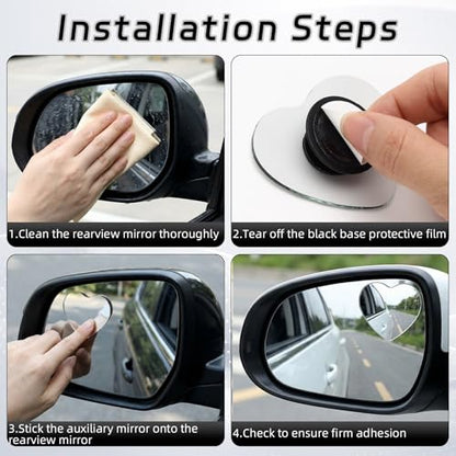 2 PCS Blind Spot Mirrors, Heart Shaped Rear View Mirrors, 360 Degree Adjustable, HD Glass Rearview Mirror Accessories, Wide Angle Convex Rear View Mirror for Trucks, Sedans, SUV, RV