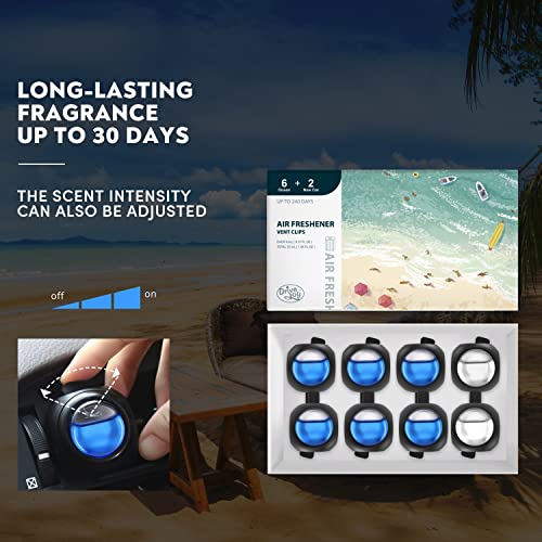 DRIVEJOY Car Air Freshener Vent Clips, 8 PK, 6 Ocean, 2 New Car Scent, Long Lasting Air Fresheners for Men & Women, Up to 240 Days, Odor Eliminator - color: Ocean