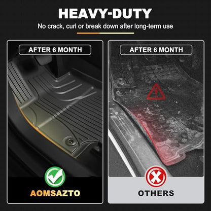 RAV4 Floor Mats AOMSAZTO Floor Liners Fit for Toyota RAV4 2019-2025 (Not Fit Hybrid): All Weather Automotive Floor Mats - 1st & 2nd Row Full Set Rubber Floor Liners - Anti Skid Car Mats - style: 2019-2025 | For Toyota Rav4 Floor Mats