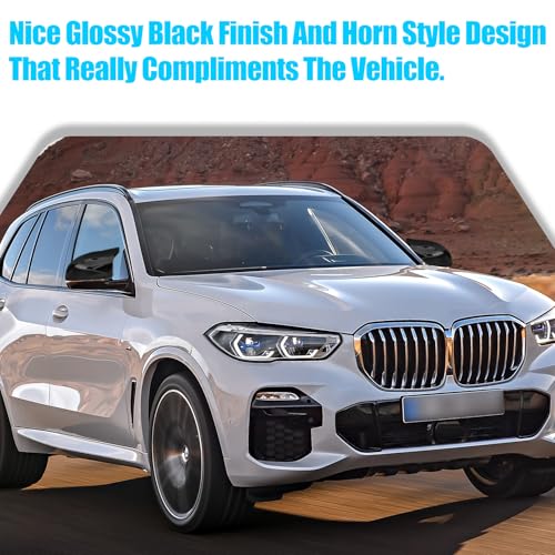 Jaronx Compatible with BMW Mirror Cover X3 G01 2019-2024,X4 G02/X5 G05/X7 G07 2019-2024,X6 G06 2020-2024, Clip-on M Style Horn Rearview Mirror Caps for BMW,Left Driver & Right Passenger (Glossy Black) - size: Mirror Cover Black