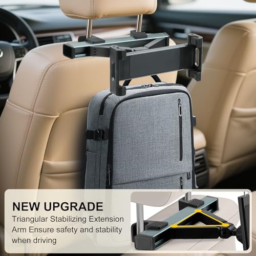 Kairiyard Tablet Holder for Car, Triangle Extension Arm Adjustable Car Back Seat Tablet Holder Road Trip Essentials Headrest Tablets Cars Mount Compatible with iPad Pro, Air, Mini, 4.7-11" Devices - color: Blue-gray