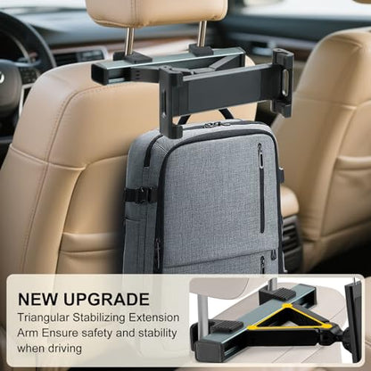 Kairiyard Tablet Holder for Car, Triangle Extension Arm Adjustable Car Back Seat Tablet Holder Road Trip Essentials Headrest Tablets Cars Mount Compatible with iPad Pro, Air, Mini, 4.7-11" Devices - color: Blue-gray