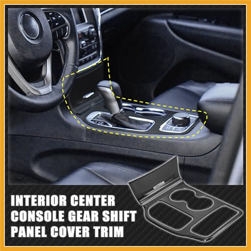 Carbon Fiber Pattern Car Interior Center Console Gear Shift Frame Panel Cover Trim Set for Jeep Grand Cherokee 2016-2021 Replacement