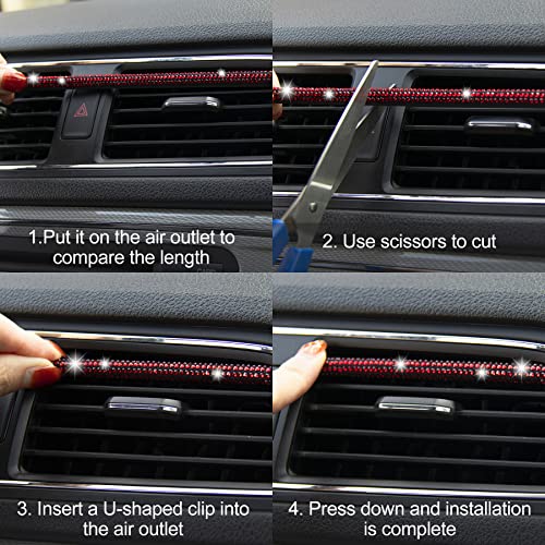 LivTee Bling Car Air Vent Outlet Moulding Trim, 10PCS Rhinestone PVC Diamond Car Interior Accessories, Red - color: Bling Red