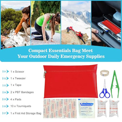 Car Emergency Roadside Tool kit,Road Side Safety Assistance Kit for Women Men Adult,Auto Truck Vehicle Emergency Bag with Shovel Jumper Cable First Aid Kit