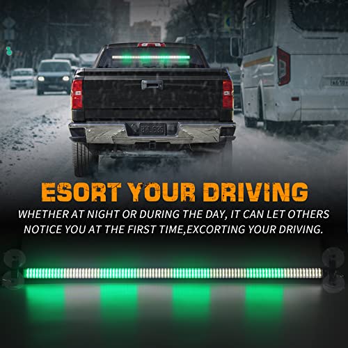 XRIDONSEN 35 inch Traffic Advisor Light Bar 144 LED Green White Emergency Lights Warning Flashing Safety Front/Rear Windshield strobe lights w/Controller for Firefighter Vehicles Snow plow Trucks - color: Green/White